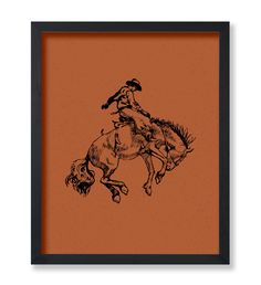 a drawing of a cowboy riding a horse