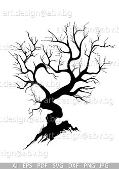 a black and white silhouette of a tree with branches in the shape of a heart