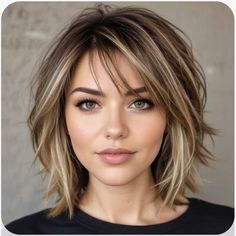 Back Of Layered Bob Haircut, Lob With Texture, Medium Hair Styles Bob, Layered Bob With Bangs Thick Hair, Short To Mid Length Hair With Layers, Hairstyles Layers Medium Mid Length, Layered Mid Length Bob, Above Shoulder Haircut With Bangs, Mid To Short Length Hair