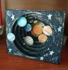 the solar system is made out of cardboard and painted with paint on it's sides