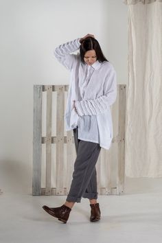 Linen shirt,  Linen shirt  women, long sleeve shirt , plus size shirt, tunic shirt , boho shirt ,summer shirt made by moostore Different Color Pants, Linen Shirt Women, Women Long Sleeve Shirt, Linen Shirts Women, Plus Size Shirt, Classic White Shirt, Shirt Linen, Color Pants, Boho Shirt