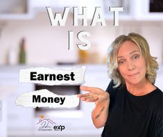 a woman pointing at the words what is, earnnet money and an exp