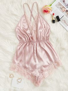 Satin Teddy, Satin Cami Dress, Satin Romper, Romper Bodysuit, Trendy Swimwear, Pink Lingerie