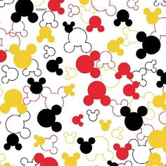 an image of mickey mouses pattern on white background with red, yellow and black colors