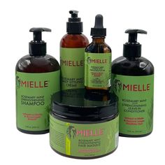 Mielle Rosemary Mint Hair Products for Stronger and Healthier Hair and Styling Bundle Set 5 PCS Description MIELLE Rosemary Mint Organics Infused with Biotin and Encourages Growth Hair Products for Stronger and Healthier Hair and Styling Bundle Set 5 PCS No parabens, no sulfates, no paraffins, no mineral oil, no DEA, no animal testing. Made with certified organic ingredients. Mielle Organics’ Rosemary Mint products are infused with Biotin to encourage healthy hair growth! Features: - Rosemary Mint Strengthening Shampoo 12oz / 355ml - Nourish and cleanse dry, weak, or brittle hair with this scalp-tingling hair strengthening shampoo! - Rosemary Mint Strengthening Leave-in Conditioner 12oz / 355ml The newest addition to this collection! Hydrates while protecting & moisturizing. - Rosemary Min Mielle Rosemary Mint, Rosemary Hair Growth, Organic Hair Oil, Mint Shampoo, Mint Hair, Hair Masque, Rosemary Mint, Healthier Hair, Organic Hair