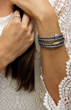 Woven leather wraps around your wrist in edgy layers with an easy magnetic clasp. 2.25" diameter Magnetic clasp Leather, stainless steel Imported Braided Leather Bracelet, Leather Wrap Bracelet, Magnetic Clasp, Braided Leather, Leather Wraps, Magnetic Closure, Delicate Bracelet, Wrap Bracelet, Diamond Bracelet