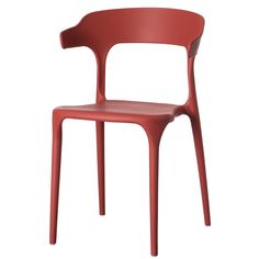 a red plastic chair on a white background