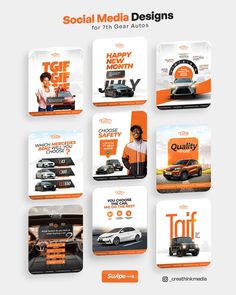 the social media design is designed to be used as an advertisement for cars and trucks