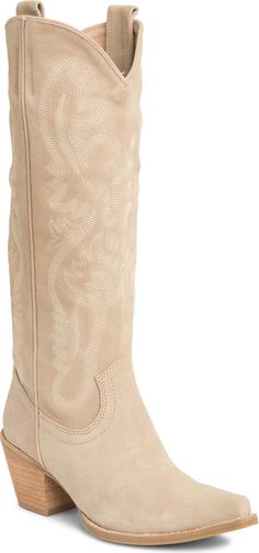 Jeffrey Campbell Rancher Knee High Western Boot (Women) | Nordstrom Jeffrey Campbell Cowboy Boots, Womens Western Boots Outfits, Heeled Cowboy Boots, Knee High Sock Boots, Suede Western Boots, Womens Cowboy Boots, Tory Burch Riding Boots, Target Boots, Ridding Boots