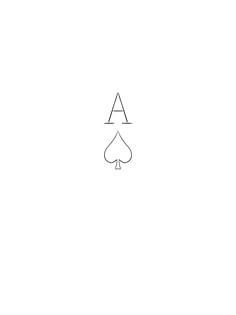 a line drawing of a playing card with the letter a in it's center