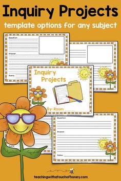 an inquiry project with flowers and sunflowers on it, including the title