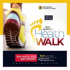 an advertisement for the first quarter health walk