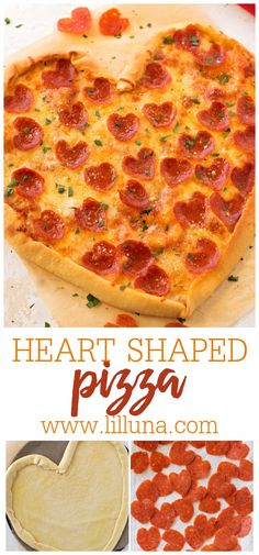 the heart shaped pizza has pepperoni on it