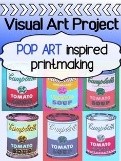 an image of pop art inspired printmaking with the words visual art project on it