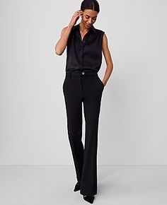 The versatile, streamlined look is back - our cuffed trouser pant is ultra flattering. Front zip with extended button tab closure. Front off-seam pockets. Back besom pockets.,Leg Shape:Leg Shape: Trouser – a pant with a bit of flare that lengthens legs,Rise:High rise: sits 1/2" to 1" below natural waist,Imported:Imported,Fit:Fit: Tailored & fitted,Length:Full length: 31 1/2" inseam with 22" leg opening,Fabrication:64% Polyester, 31% Viscose, 5% Elastane,Garment Care:Machine Washable The Cuffed T Black Stretch Ankle-length Work Pants, Tailored Black Ankle-length Dress Pants, Black 4-way Stretch Ankle-length Dress Pants, Black Slim Fit Ankle-length Dress Pants, Black 4-way Stretch Tapered Leg Pants, Blazer And Skirt, Line Shopping, Sleepwear & Loungewear, Small Waist