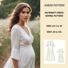 🌟:Pregnancy Gown Dress Sewin Pattern, available as an instant download (pdf) sewing pattern bundle with a range of size options, including plus sizes ⭐US Sizes: 2, 4, 6, 8, 10, 12, 14, 16, 18, 20, 22, 24, 26, 28, 30 ⭐Standard Sizes: XS, S, M, L, XL, 2XL, 3XL, 4XL ⭐These patterns are suitable for A4, A0, and US Letter size papers. ⭐Once your payment is processed, you will automatically receive download links for the pattern files. Please note that you can only download the files from a computer; they will not work on a phone or iPad. ⭐This is a digital product. You will receive zip files containing the patterns and sewing instructions. ⭐Due to the nature of digital downloads, no refund, return, or exchange of the files is possible. However, if you experience any problems with the files, pl Maternity Dress Sewing Pattern, Pregnancy Gowns Dresses, Maternity Dress Pattern, Maternity Sewing Patterns, Maternity Sewing, Maternity Nursing Dress, Maternity Gown, Gown Pattern, Surplice Dress