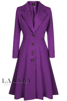 Lasaky - Stylish Long Sleeve Outerwear Jacket for Casual Wear Trench Coats Women Long, Purple People Eater, Casual Trench Coat, Streetwear Model, Purple People, Long Overcoat, Cozy Coats, Middle Age Fashion, Women Coats