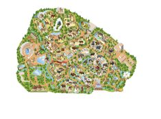 a map of an animal park with lots of animals