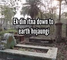 an old cemetery with the words ex d'in ita down to earth hojang