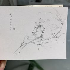 a hand holding up a piece of paper with a drawing of a flower on it