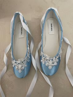 Bride Ballerina Shoes, Witchy Wedding Shoes, 1700s Shoes, Ballerina Wedding Shoes, Blue Ballet Shoes, Blue Satin Shoes, Shoes For Prom, Wedding Flat Shoes, Blue Flat Shoes