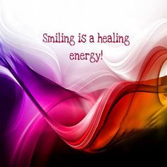 a colorful wave with the words smiling is a heating energy on it's side