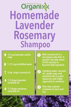 Homemade Shampoo And Conditioner, Rosemary Shampoo, Shampoo Bars, Essential Oil Blends Recipes, Baking Soda Shampoo