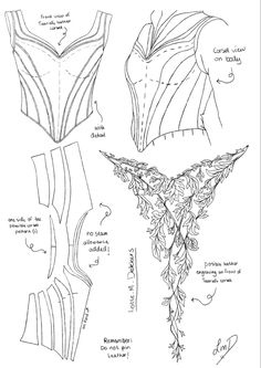 Front view and body view of Tauriel’s leather corset. Next a possible half pattern and decorative engravings. Elven Clothing, Hobbit Movie, Corset Sewing Pattern, Tauriel, Movie Series, Dress Making Patterns, Leather Corset, Diy Sewing Clothes