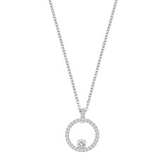 Creativity Circle Pendant, White, Rhodium Plated Necklace Circle, Swarovski Pendant, Circle Pendant Necklace, Swarovski Necklace, White Crystals, Long Pendant, Swarovski Jewelry, Necklace Online, White Crystal