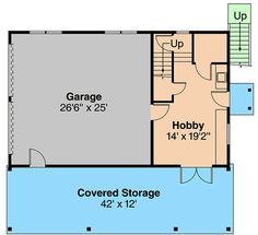 the floor plan for this garage is divided into two separate rooms and has an attached storage area