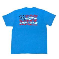 The Heybo Freshwater Flag short sleeve t-shirt features a screen printed graphic of an American flag made up of fish silhouettes printed on the back of a turquis heather tee. Ag Teacher Outfits, Ag Teacher, Fish Silhouette, Spirit Shirts, Teacher Outfit, Hunting Clothes, American Pride, Classic Logo, American Flag