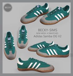 four different styles of adidas samba sneakers