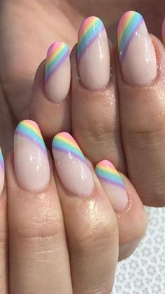 Rainbow Nails, Pretty Acrylic Nails, Cool Nail Designs, Nail Polishes