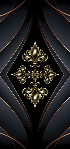 an abstract gold and black background with swirly designs on the edges, like flowers or leaves