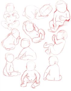 a drawing of babys in different positions