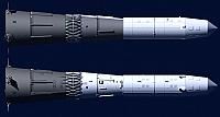 an artist's rendering of the saturn rocket, shown in three different views from side - by - side