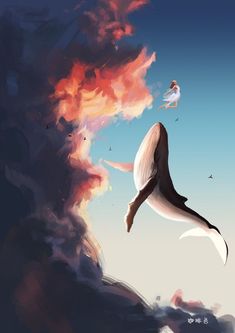 Whale Wallpapers, Acceptance Art, Whale Art, Arte Sketchbook, Sky Art, Dreamy Art, 판타지 아트