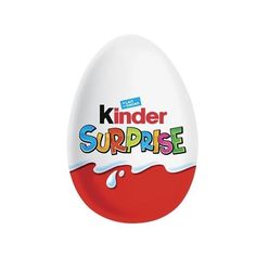 an egg with the words kinder surprise painted on it's front and side