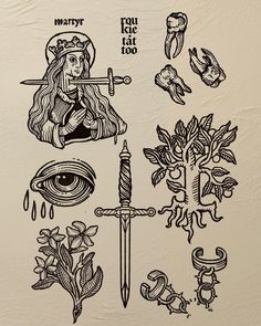 3ème planche de petits flashs à adopter ! Tu peux directement les réserver en message privé ! Ils seront tous postés dans la story « disponible » . . . #montpellierartist #montpellier #montpelliertatouage #montpelliertattoo Medieval Flower Tattoo, Gothic Medieval Tattoo, Medieval Tattoo Flash, Old School Flash Tattoo, Medieval Tattoos, Best Forearm Tattoos, Traditional Tattoo Flash Art