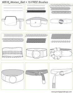 Belt Drawing Fashion Illustrations, Belt Flat Sketch, Adobe Illustrator Brushes, Fashion Croquis, Adobe Illustrator Cs6