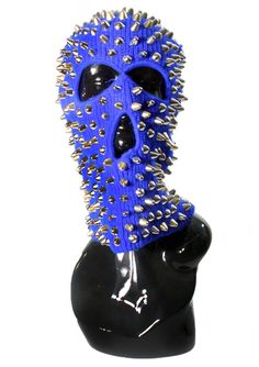 OR 4 interest-free installments of $20.00 USD by Silver conical studs on knit ski mask - Available in Lime and Royal Blue All other colors are Made to Order - May take 1-2 weeks to ship. Knit Ski Mask, Patricia Field, Rave Fits, Black Studs, Bug Boy, Skull Mask, Ski Fashion, Black Stud, Mouth Mask