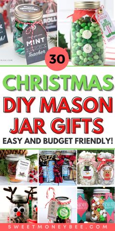 christmas diy mason jar gifts with text overlay