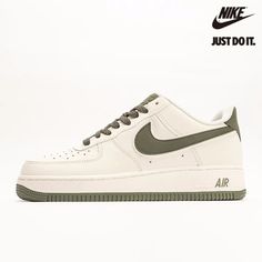 Nike Air Force 1 07 Low Beige White Army Green GL6835-008-AIR FORCE 1 LOW- Custom Air Force 1 Men, Beige Air Force 1, Air Force Men, Air Force 1 Men, Delivery Guy, Nike Sneakers Mens, Air Force Shoes, Bad Job, Nike Airforce 1