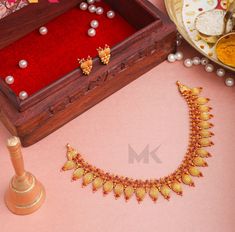 Mk Jewellers, Temple Necklace, Real Gold Jewelry, Bride Jewelry, Gold Bride Jewelry, Ball Necklace, Jewellery Set, Temple Jewellery