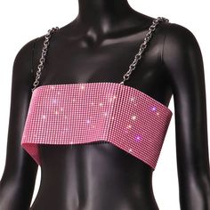 Our EUPHORIA top is a see through top made of rhinestone fishnet fabric. SIZE Bust Waist 26.77-37.40 4.72 Party Fishnet Mesh Crop Top, Party Mesh Crop Top With Fishnet Details, Party Mesh Top With Sequins, Summer Party Fishnet Crop Top, Summer Party Mesh Top With Rhinestones, Pink Mesh Top For Summer Party, Trendy Pink Mesh Top For Party, Summer Pink Tops With Rhinestones, Top Strass