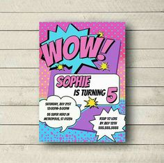 a comic book with the title wow, sophiie is turning 5 on it