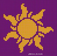 an image of a cross stitch pattern in yellow and purple