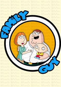 the family guy logo with an image of two adults and one child, in a circle