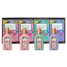 PRICES MAY VARY. Gucci Flora Variety Mini Splashes, 4 x 0.16 fl oz Gorgeous Gardenia (x2), 0.16 fl oz Gorgeous Jasmine 0.16 fl oz Gorgeous Magnolia 0.16 fl oz Travel Size Perfume Sampler Set Discover the enchanting world of Gucci Flora Perfume for Women with this Variety Gift Set of Mini Splashes. Featuring four exquisite fragrances in 0.16 fl.oz bottles, including Gorgeous Gardenia (x2), Gorgeous Jasmine, and Gorgeous Magnolia. Indulge in the luxurious scents that evoke the beauty of blooming g Beauty Christmas Gifts, Flora Perfume, Gucci Flora Perfume, Gucci Flora Gorgeous Gardenia, Mini Perfumes, Gucci Perfume, Flower Perfume, Mini Fragrance, Gucci Flora