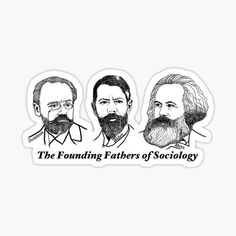 three stickers with the words, the founder fathers of society and two men's faces